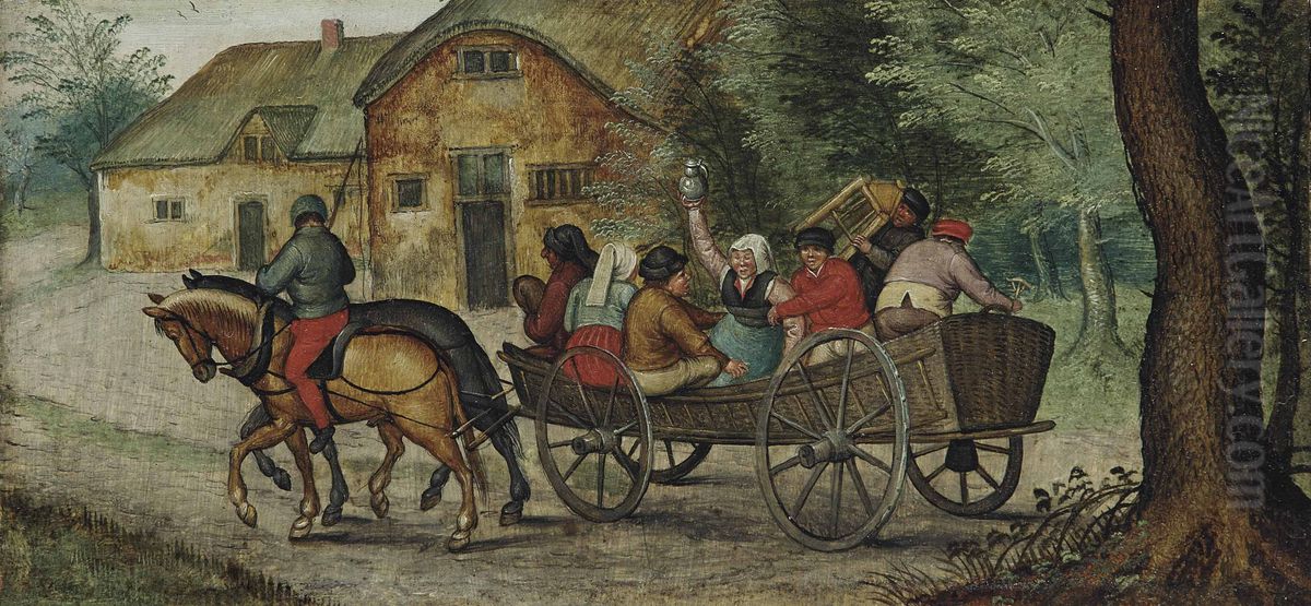 Bauerngesellschaft mit Leiterwagen Oil Painting by Pieter Brueghel the Younger