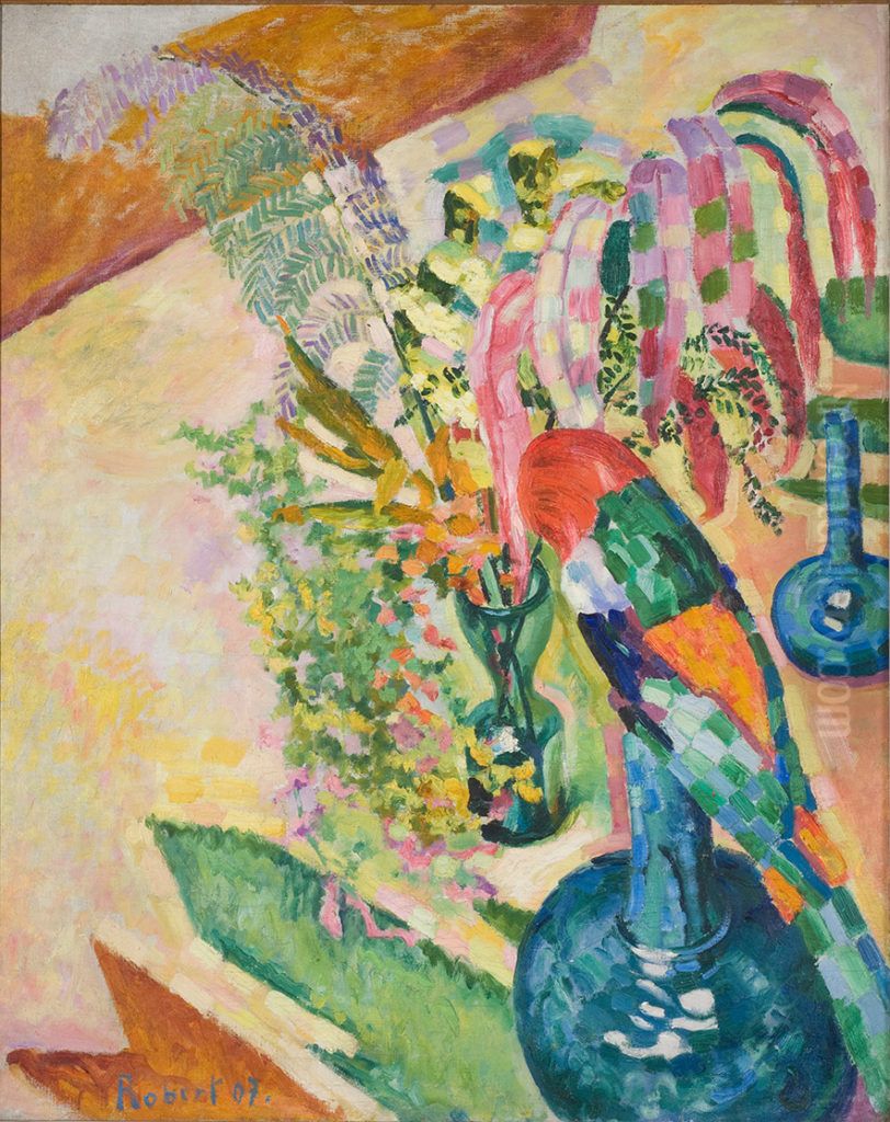 Still Life with a Parrot Oil Painting by Robert Delaunay