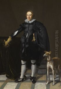 Herrenportrat mit Windhund
