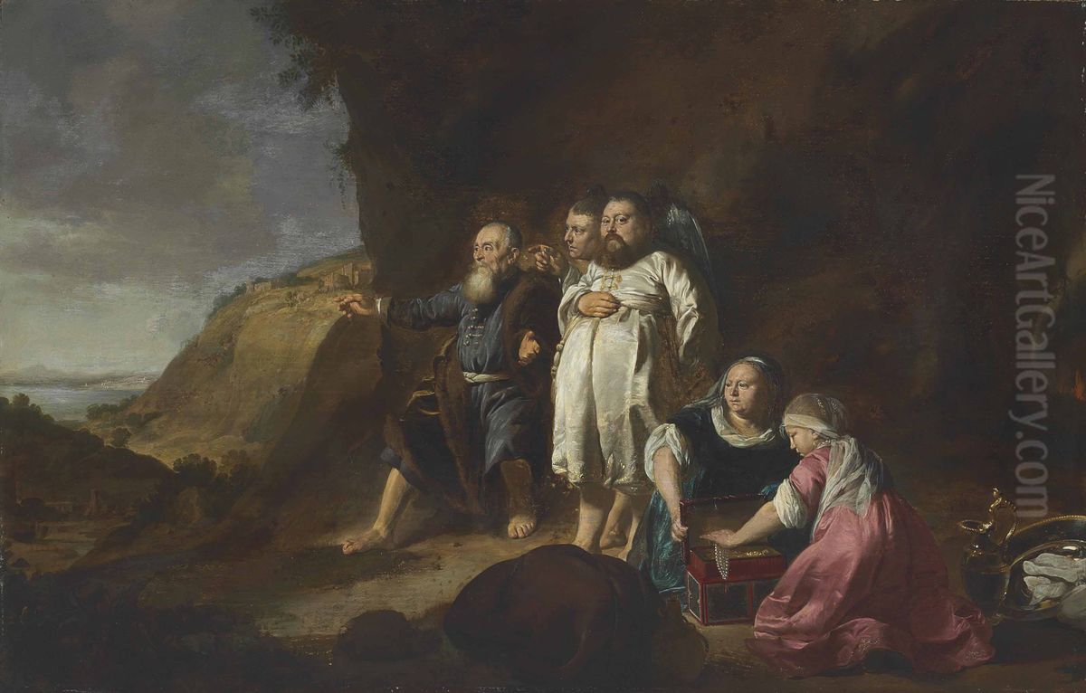 Portrait historie of Moses and Aaron beholding the promised land, 1633 Oil Painting by Thomas De Keyser