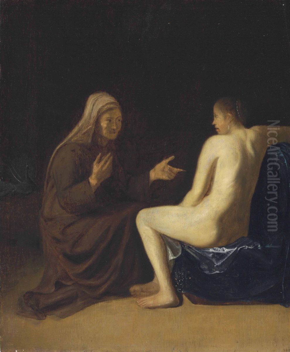 Sitzender Akt (Vertumnus und Pomona) Oil Painting by Emanuel de Witte