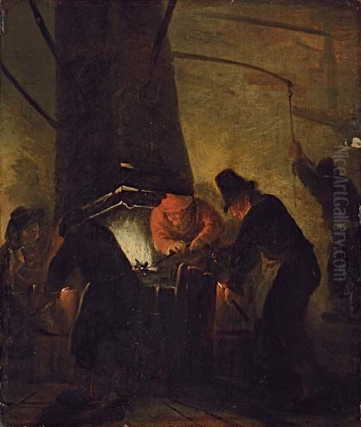 A forge Oil Painting by Adriaen van Ostade