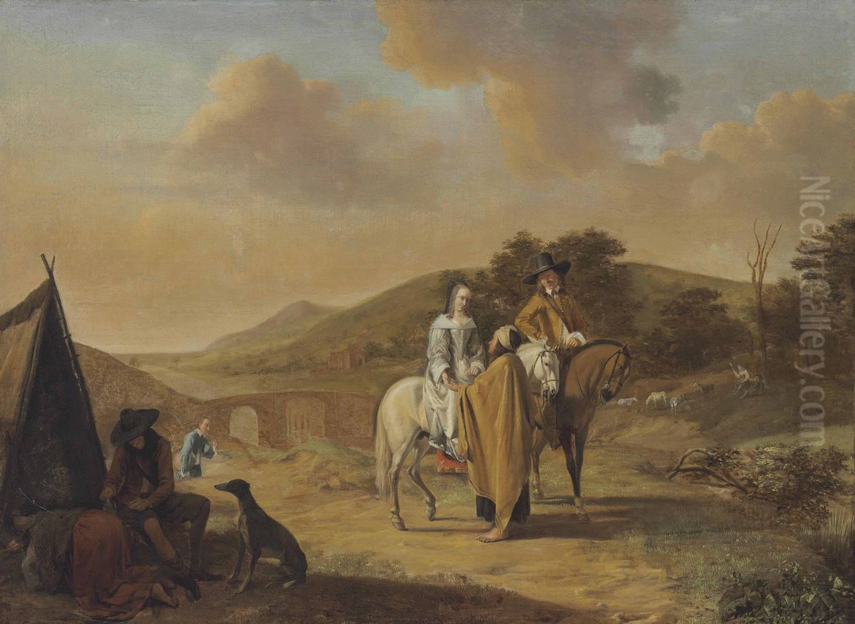 Grosse Landschaft mit Wahrsagerin Oil Painting by Ludolf de Jongh