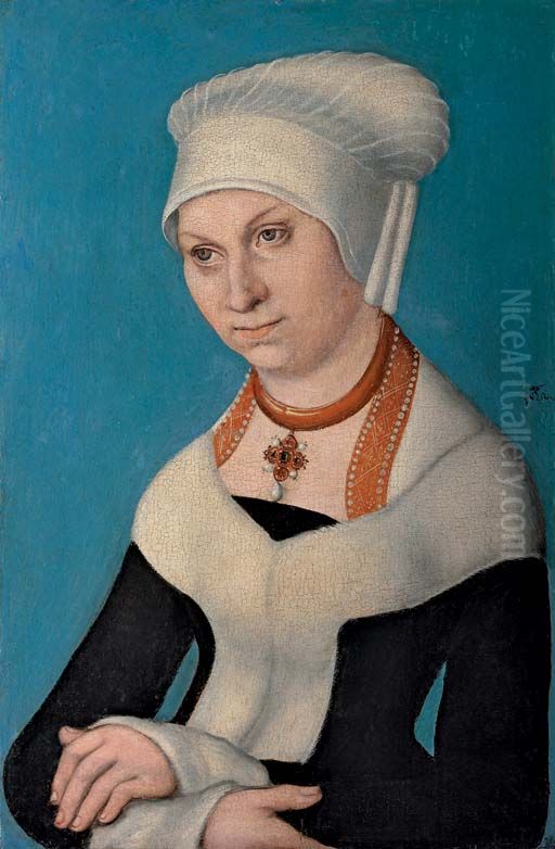 Portrait of Barbara Duchess of Saxony (1471-1539) Oil Painting by Collection Goudstikker heirs