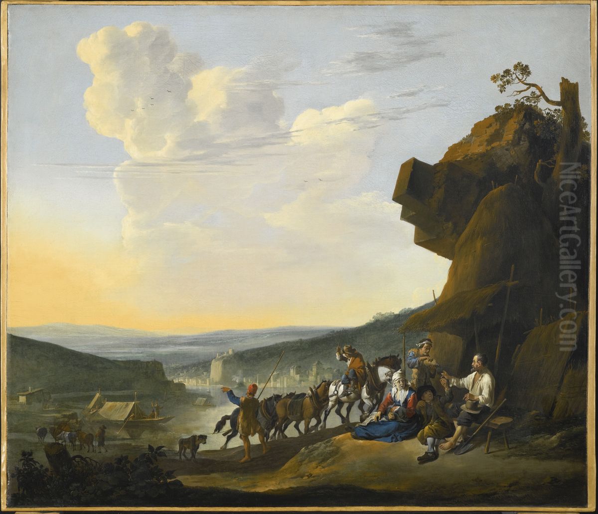 Sudliche Landschaft mit Fahre Oil Painting by Johannes Lingelbach