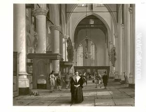 Inneres einer Kirche mit Staffage (St. Laurentius in Rotterdam)