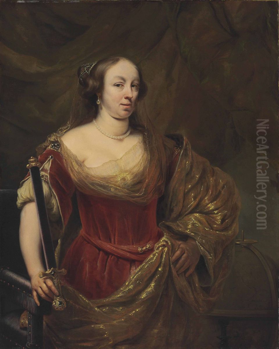 Portret krolowej Ludwiki Marii Gonzagi de Nevers Oil Painting by Ferdinand Bol
