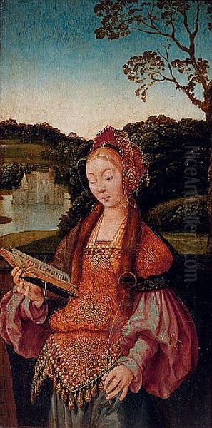 Altarflugel, hl. Barbara Oil Painting by Bartholomaeus Bruyn the Elder
