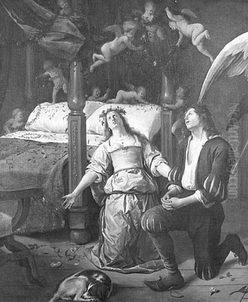 Tobias and Sarah Praying before their Marriage Bed (fragment) Oil Painting by Jan Steen