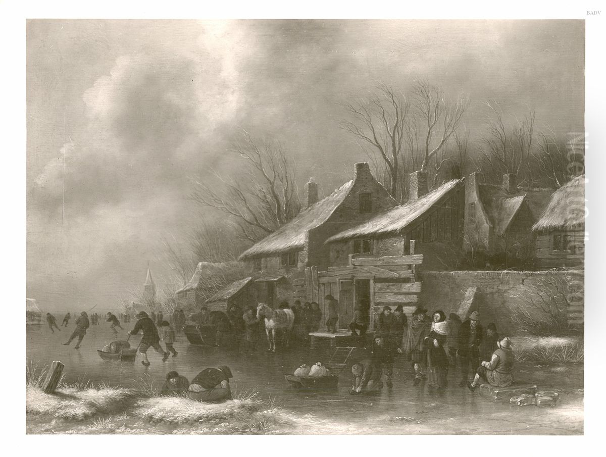 skating-scene Oil Painting by Nicolaes Molenaer