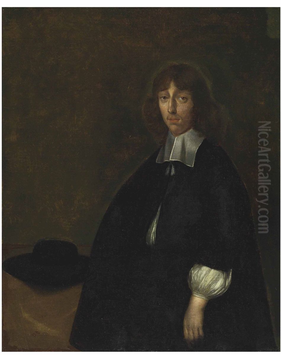 Portrait of a man, possibly Sybrand Schellinger (voor 1640-1686) Oil Painting by Gerard Ter Borch
