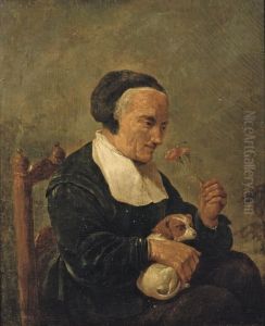Seated Woman with a Dog and a Carnation
