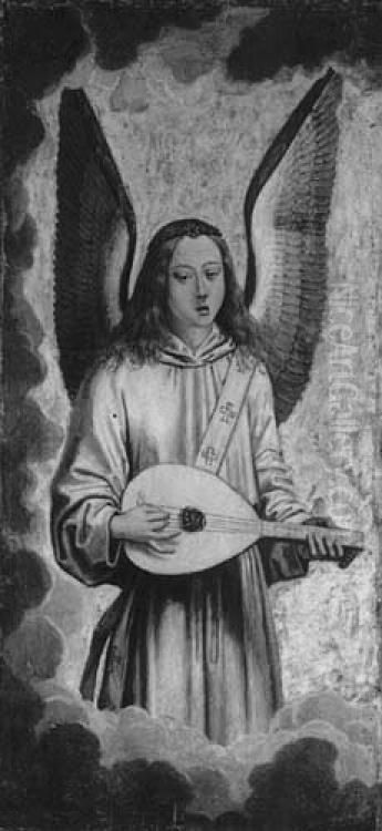 Engel met een luit Oil Painting by (manner of) Memling, Hans