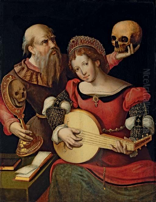 Vanitas Oil Painting by Master of the Female Half-Lengths