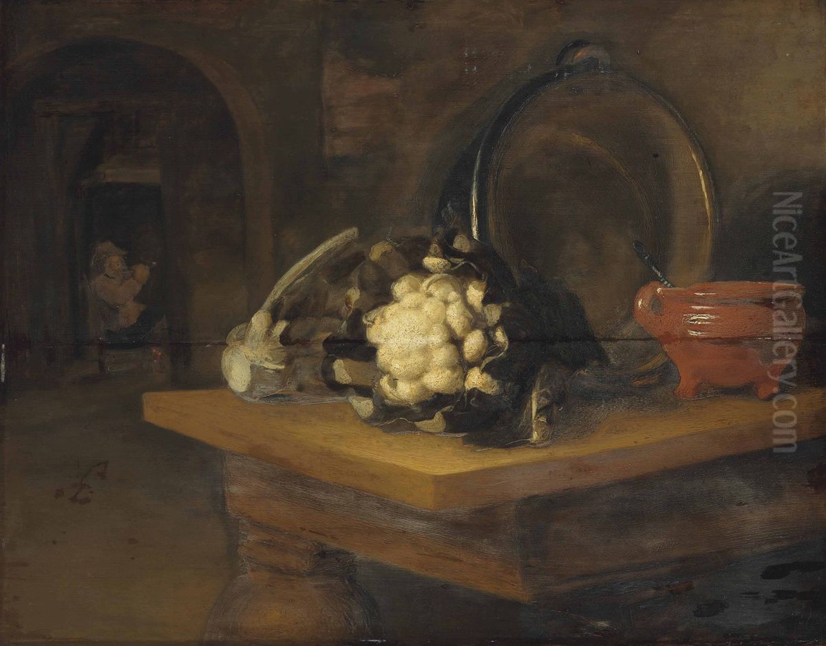 Stillleben mit Blumenkohl Oil Painting by Nicolaes Maes