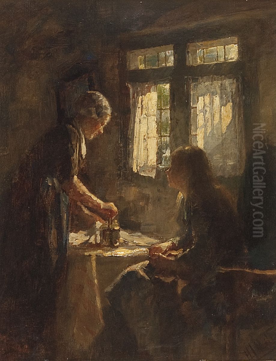 Interieur van een boerderij Oil Painting by Henricus Johannes Melis