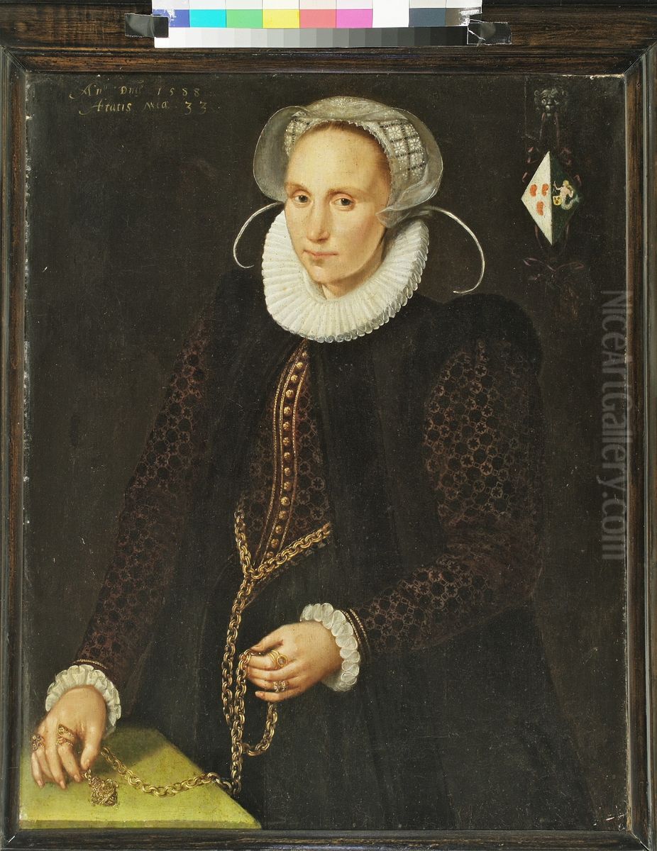 Maria Jan Aperszdr. van Melisdijck (ca. 1555-1596). Echtgenote van Anthonis Dircksz. van Groenewegen Oil Painting by Jacob Willemsz Delff
