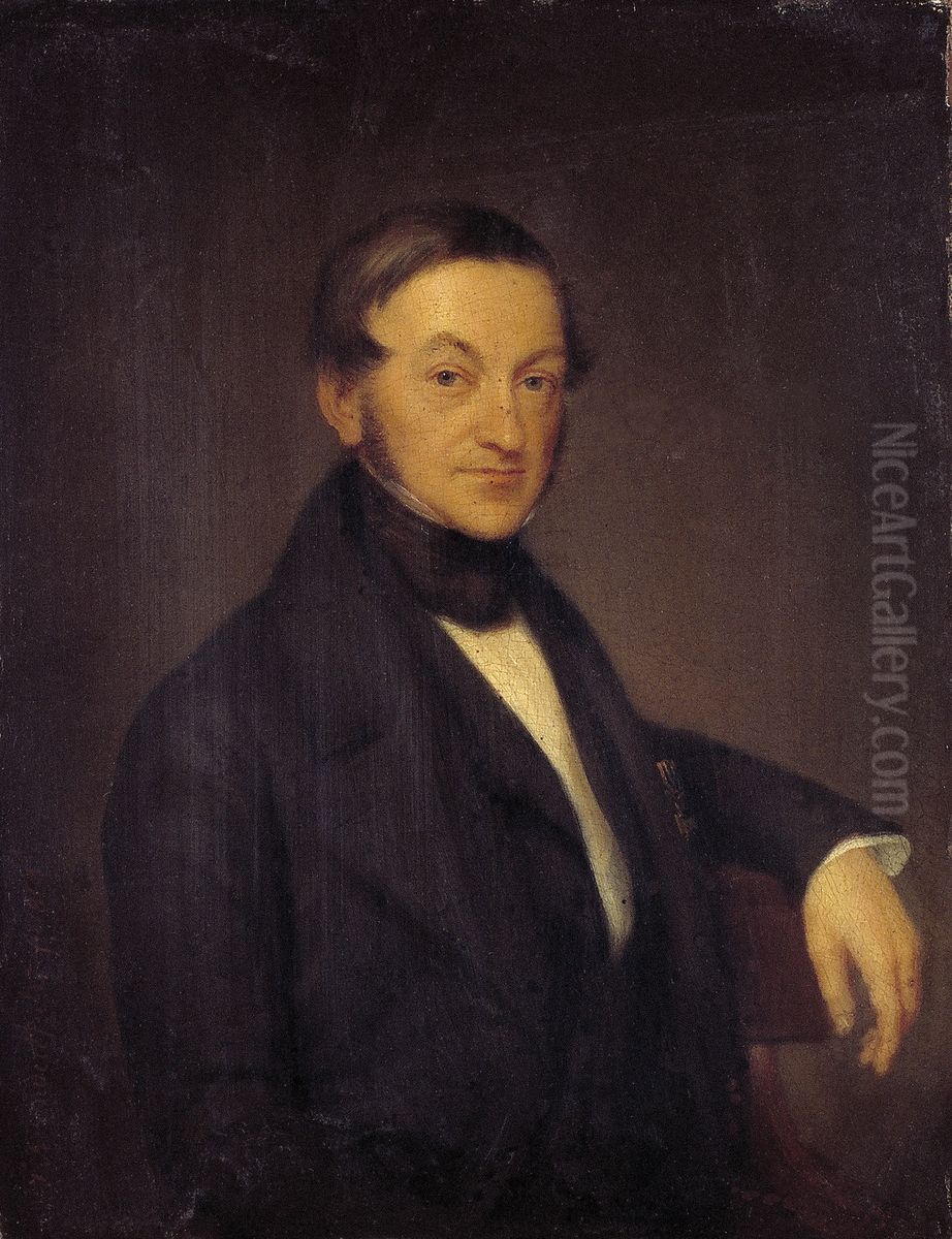 Portrait of Witius Hendrik de Savornin Lohman (1801-1848) Oil Painting by Jan Baptist Van Der Hulst