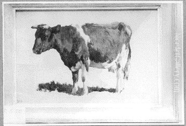 Studie van een koe Oil Painting by Johannes-Hubertus-Leonardus de Haas