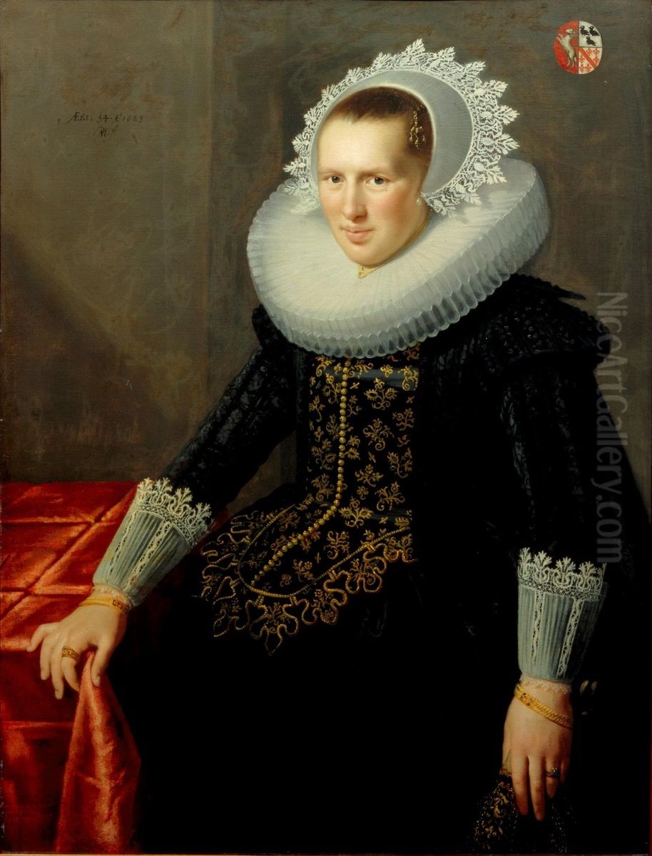 Anna Strick (1591-1637), echtgenote van Philips Ram Oil Painting by Paulus Moreelse