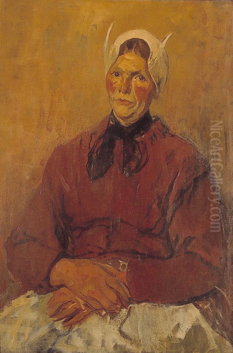 Portret van een wasvrouw uit Soest Oil Painting by Jacobus Van Looy