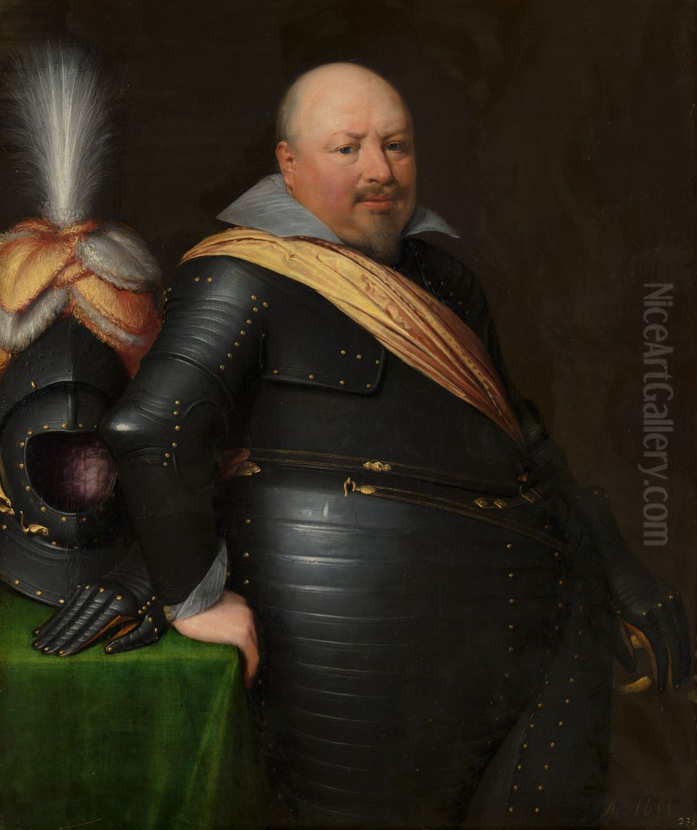 Portrait of Nicolaas Schmelzing (1561-1629) Oil Painting by Jan Van Ravesteyn