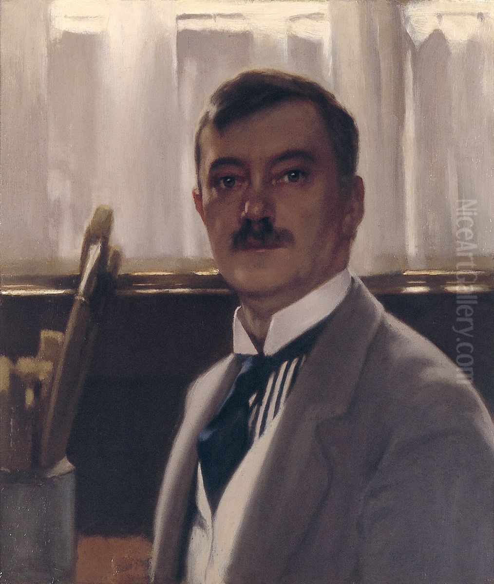 Zelfportret en face Oil Painting by Willem Witsen