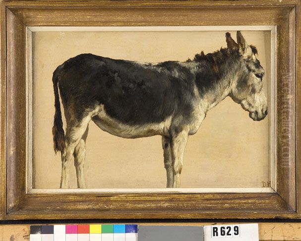 Studie van een ezel Oil Painting by Johannes-Hubertus-Leonardus de Haas