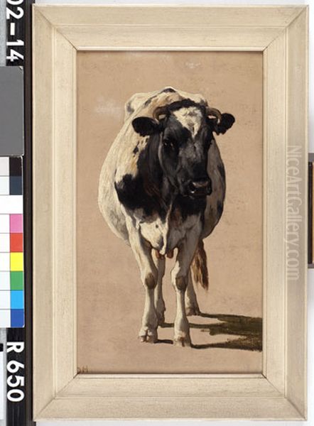 Studie van een koe Oil Painting by Johannes-Hubertus-Leonardus de Haas