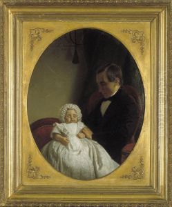 Levinus Wilhelmus Christiaan Keuchenius (1822-1893) met zijn overleden zoontje Anton W.F Keuchenius (1856-1857).