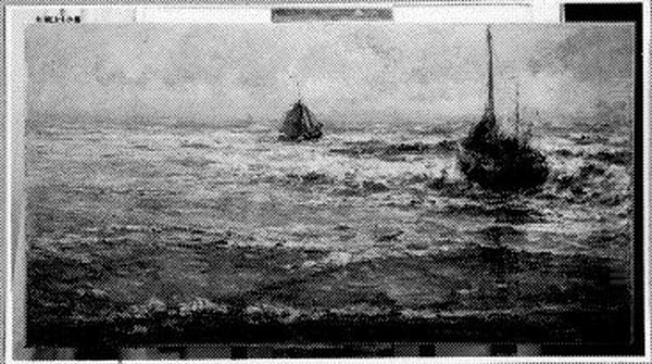 Vissersbommen in zee Oil Painting by Thamine Tadama-Groeneveld