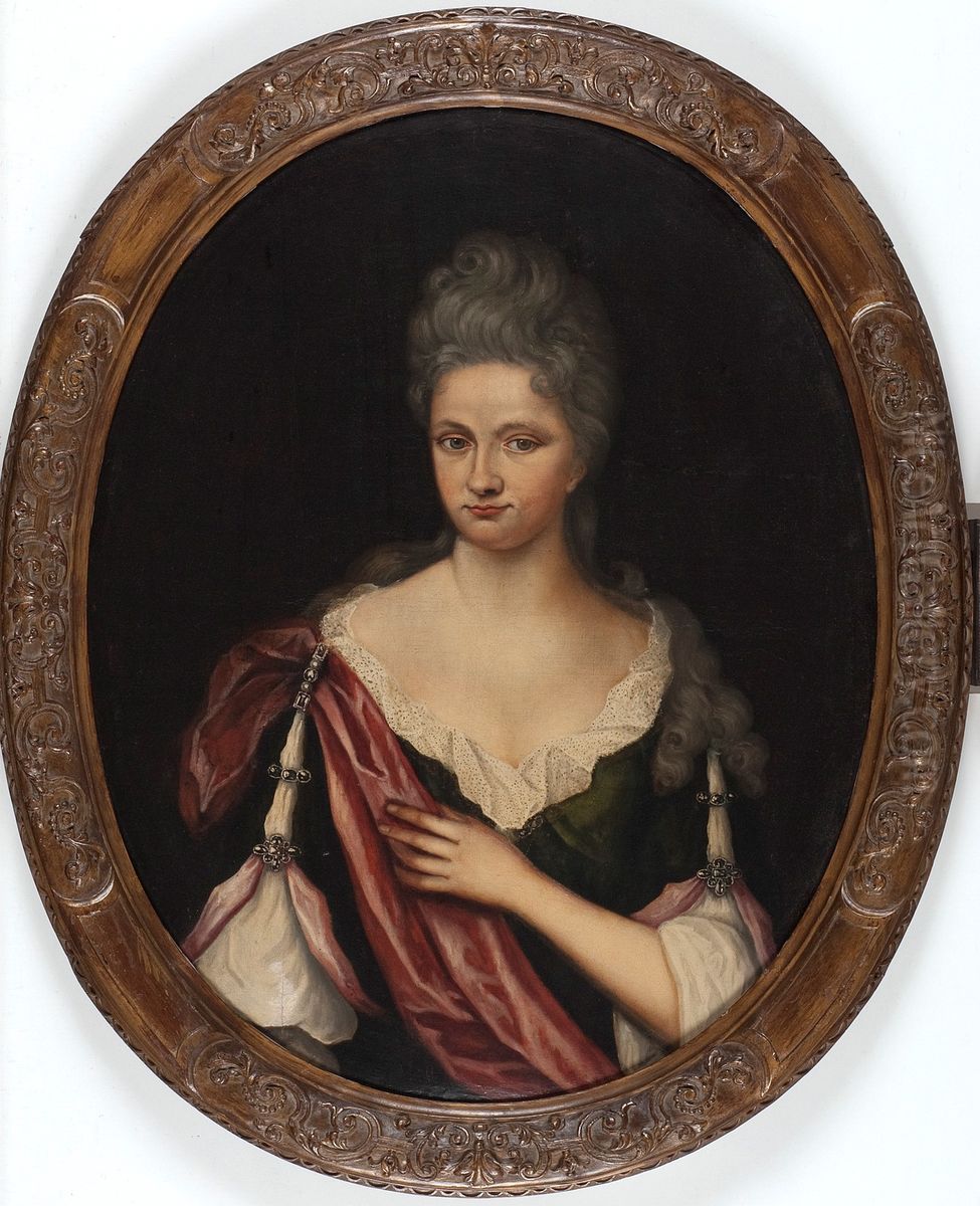 Anna Rethaan (1684-1729). Echtgenote van Johannes Radaeus Oil Painting by Johannes van Haensbergen