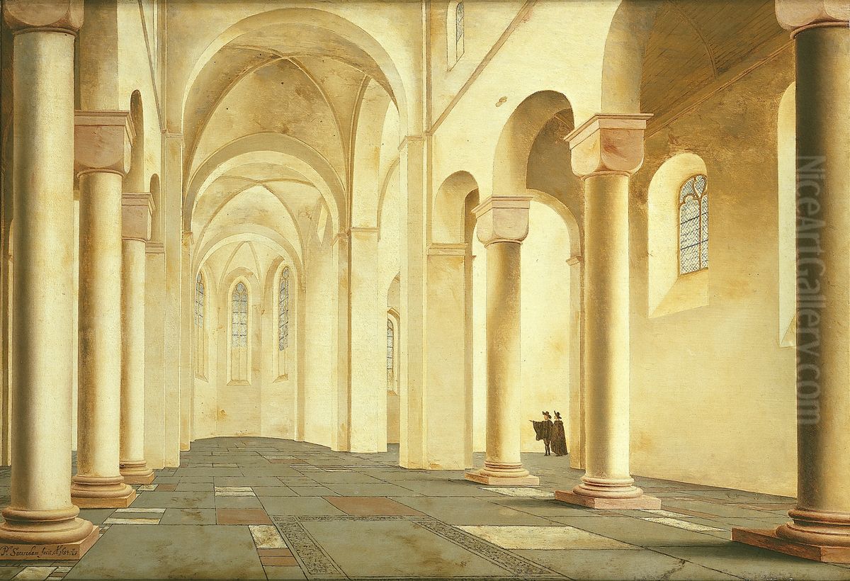 Het schip en het koor van de Sint-Pieterskerk te Utrecht Oil Painting by Pieter Jansz Saenredam