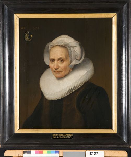 Elisabeth van Melisdijck (geb.1563). Echtgenote van Adriaan van der Chijs Oil Painting by Jan Van Ravesteyn