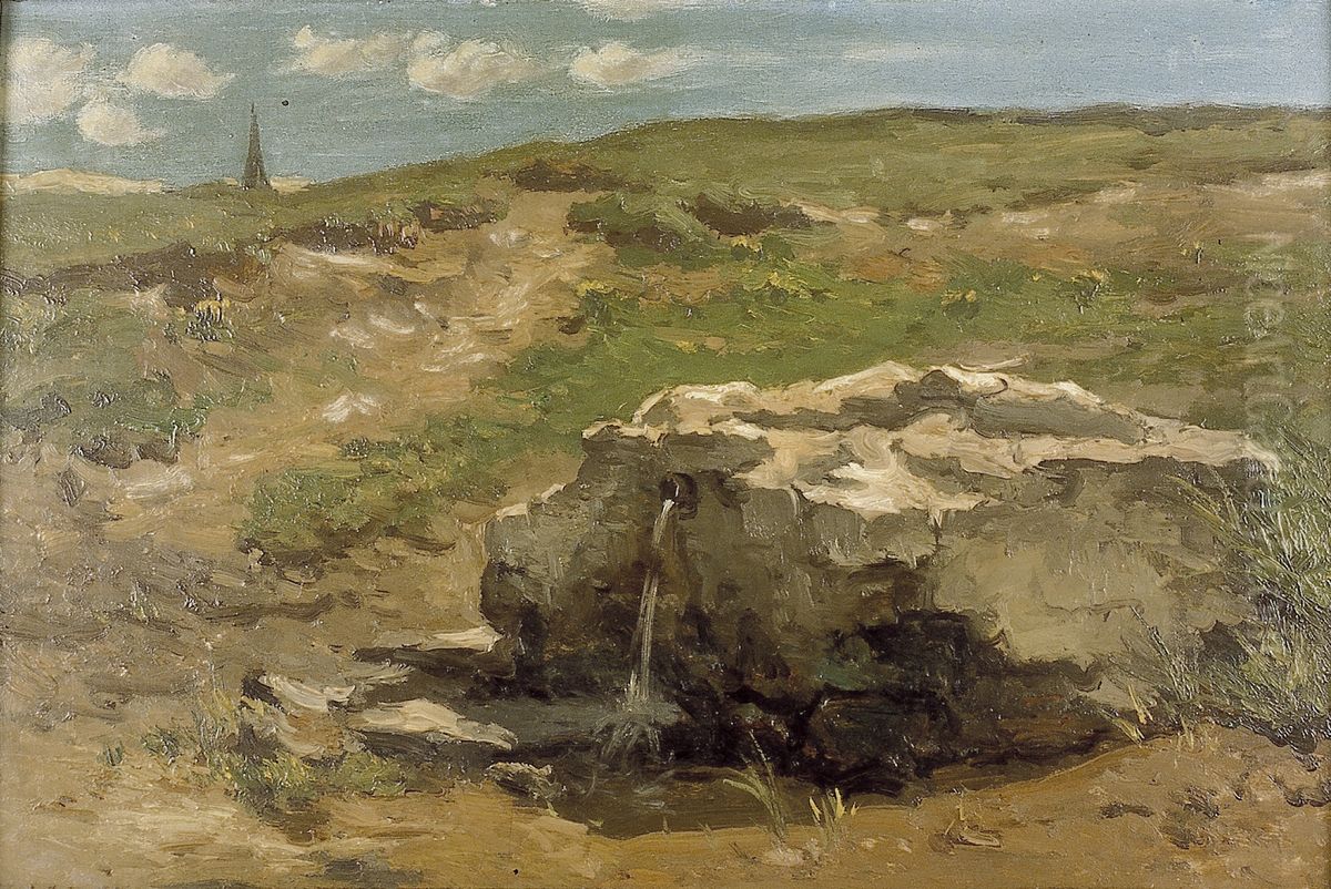 Glooiend landschap met bron Oil Painting by Johannes-Hubertus-Leonardus de Haas