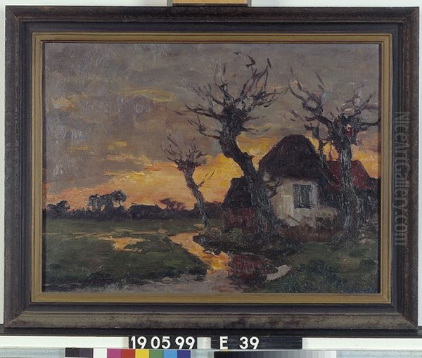 Polderlandschap bij avond Oil Painting by Charles Dankmeijer