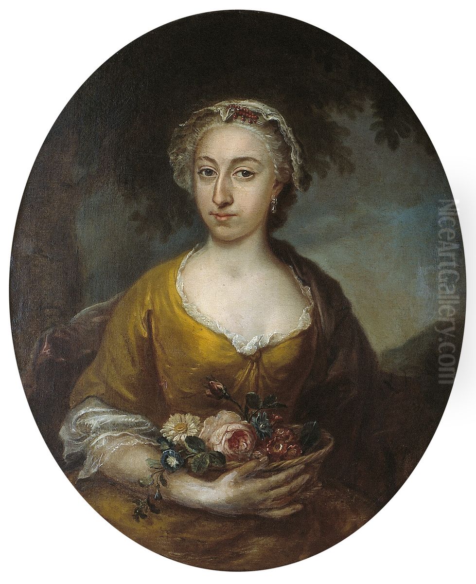 Elisabeth van der Linden (1735-1783) Oil Painting by Gerard Sanders