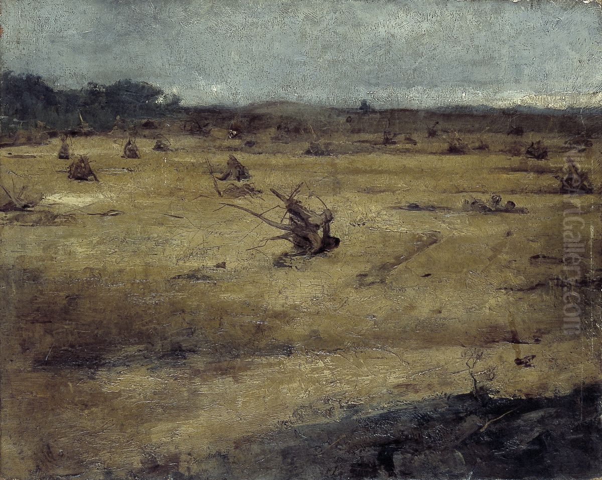 Heidelandschap met boomstronken Oil Painting by Willem Witsen