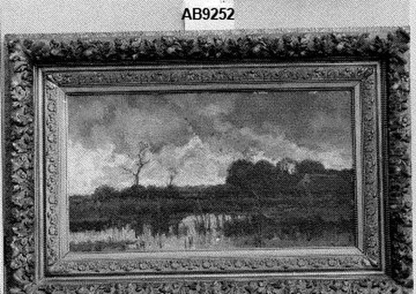 Bouwhoeve aan de plas Oil Painting by Theophile Emile Achille De Bock