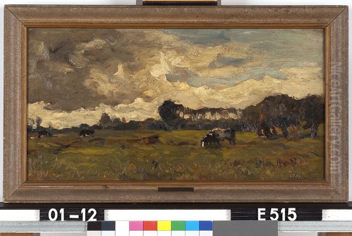 Weidelandschap met koeien Oil Painting by Charles Dankmeijer