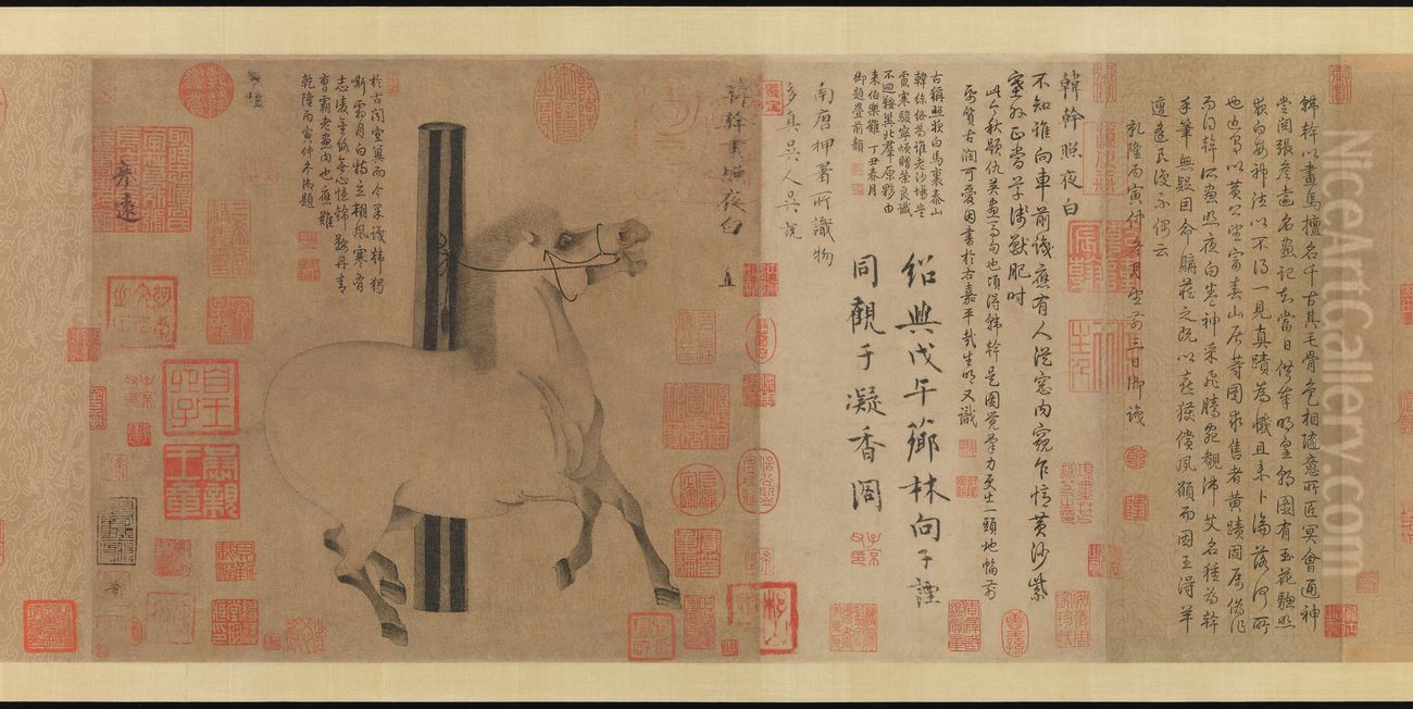 tang han gan zhao ye bai tu juan Oil Painting by Han Gan