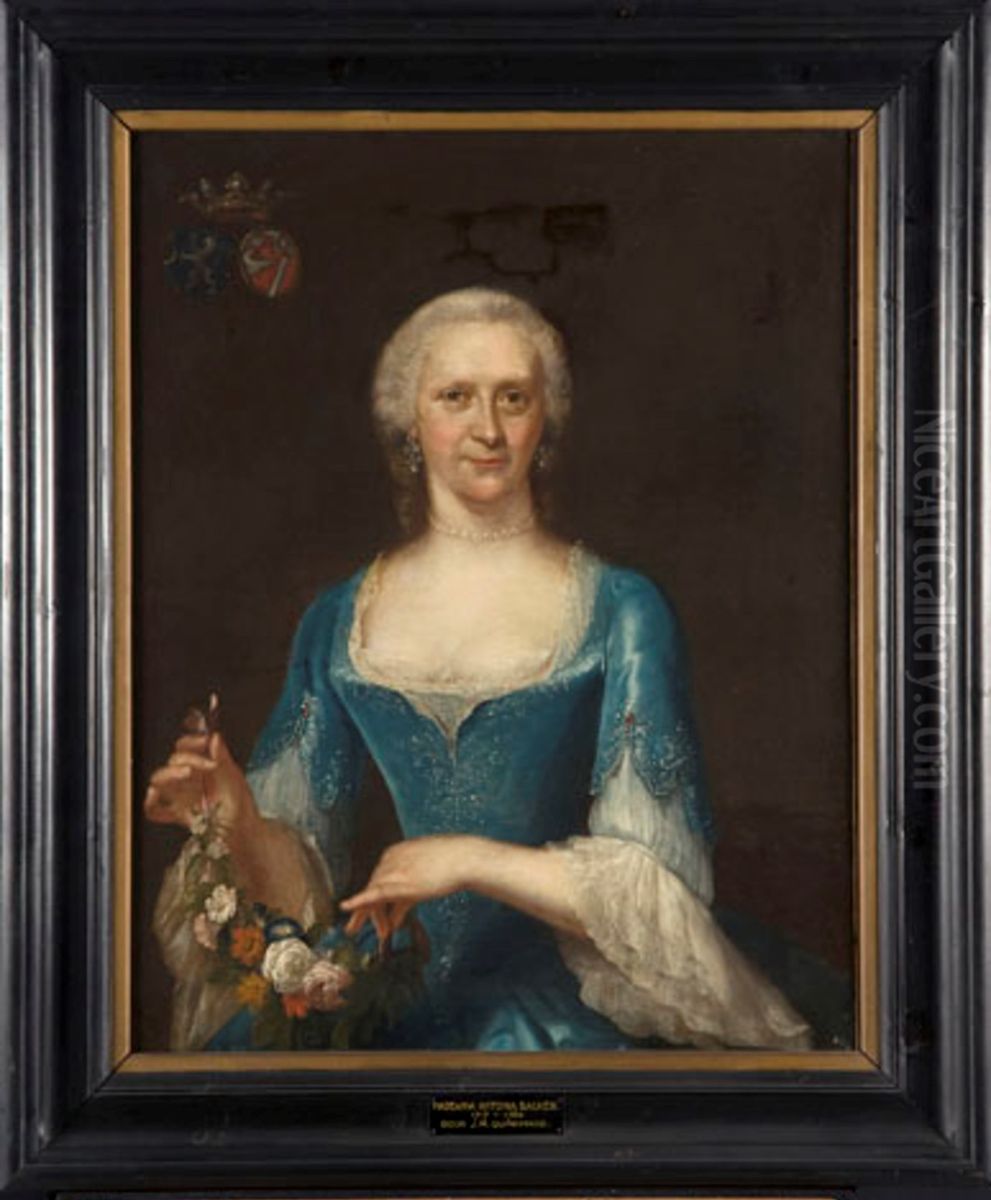 Portrait of Hadwina Antonia Backer (1717-1764) Oil Painting by Jan Maurits Quinkhard