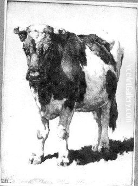 Bull Oil Painting by Johannes-Hubertus-Leonardus de Haas