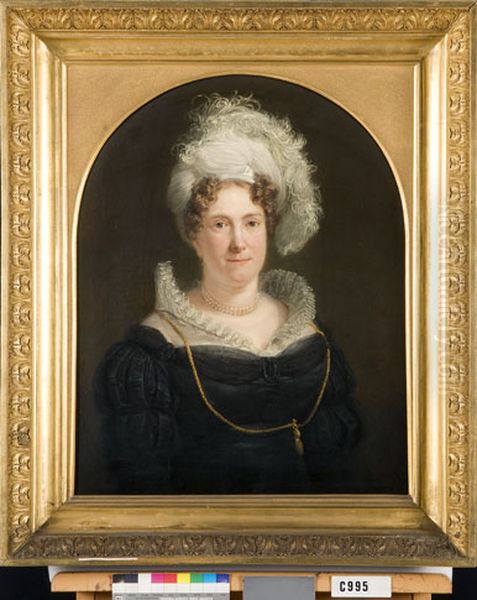 Portret van een vrouw, mogelijk Hendrika Wilhelmina Duverge Oil Painting by Jan Willem Pieneman