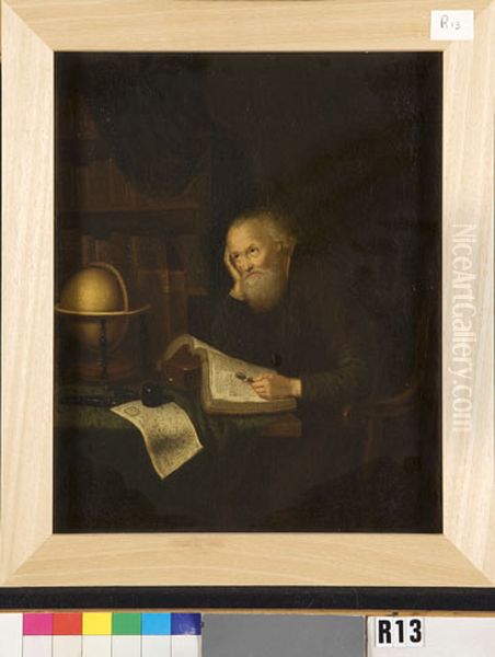 Een filosoof in zijn studeerkamer Oil Painting by Jan Adriaensz van Staveren