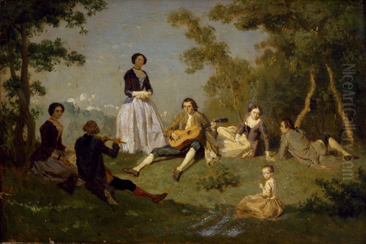 Picnic Scene Oil Painting by Jean Pezous