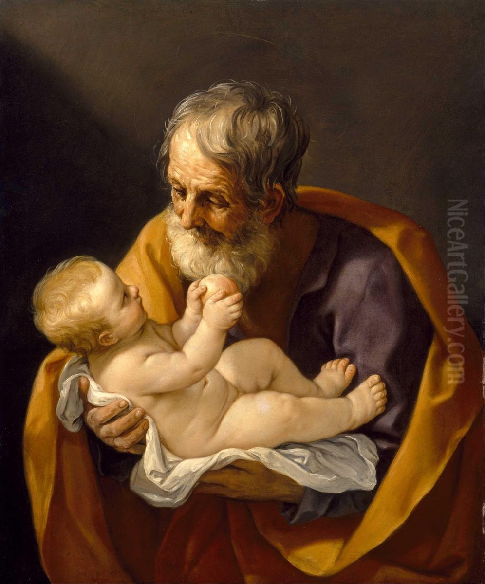 Josef mit dem Jesuskind Oil Painting by Guido Reni