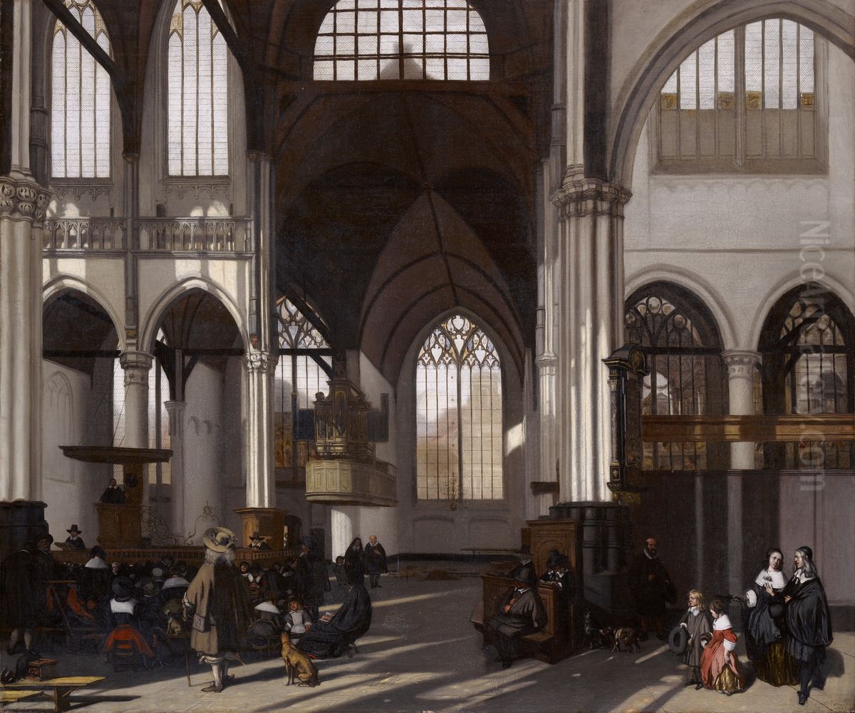 Interieur van de Oude Kerk te Amsterdam Oil Painting by Emanuel de Witte