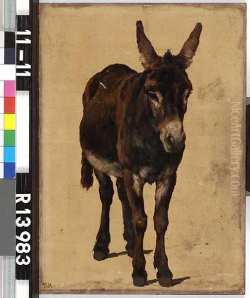 Studie van een ezel Oil Painting by Johannes-Hubertus-Leonardus de Haas