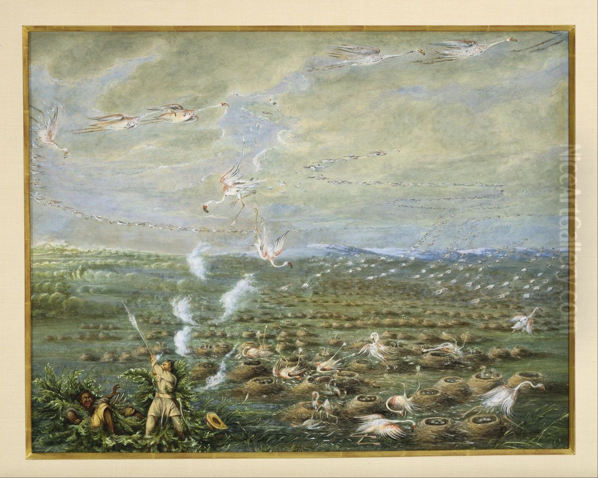 Flamingo Shooting in South America Oil Painting by George Catlin